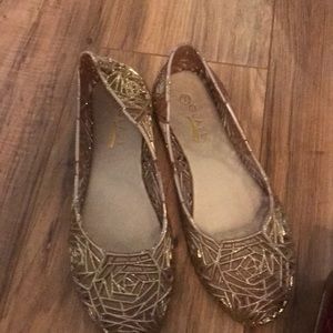 Gold glitter flats